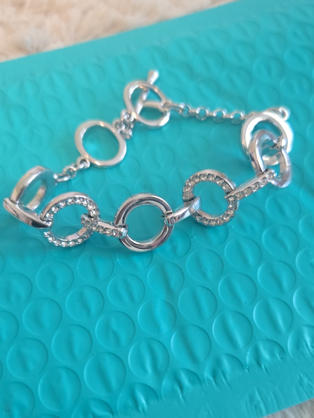 Swaroski Silver Crystal Link Bracelet - Women's Jewelry